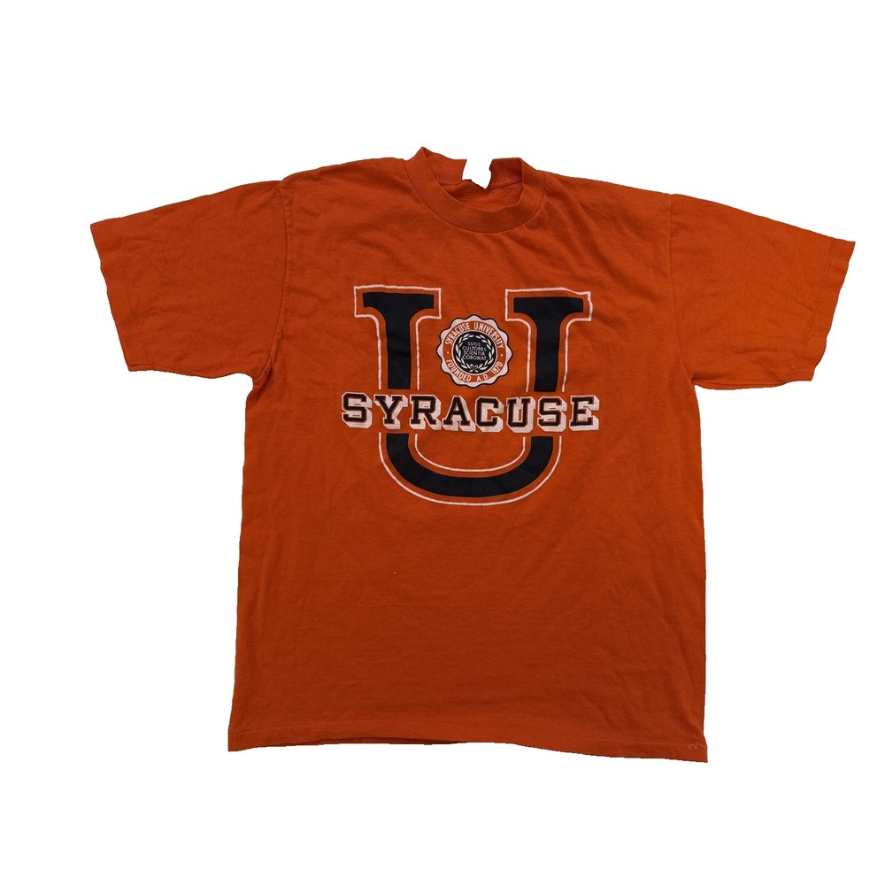 Vintage 80s Syracuse TShirt Mens M Orange NCAA College Basketball‎ Single Stitch